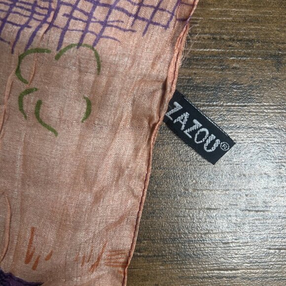 Zazou 100% Silk Leaf Design Rectangular Scarf - Picture 7 of 11